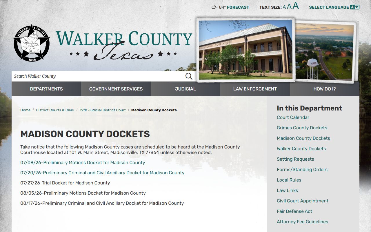 Madison County court records after jail arrest docket dates